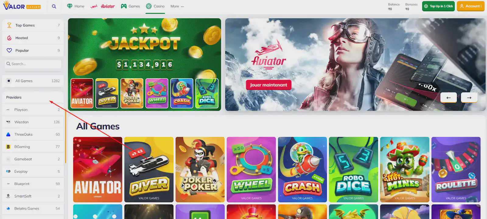 Valor casino games